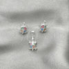 Juego de Arete y Dije de Adulto 10.399.0014 Plata Rodinada, Diseño de Tortuga, con Madre Perla Multicolor, Pulido, Tono Plateado