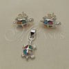 Juego de Arete y Dije de Adulto 10.399.0014 Plata Rodinada, Diseño de Tortuga, con Madre Perla Multicolor, Pulido, Tono Plateado