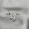 Juego de Arete y Dije de Adulto 10.406.0001 Plata Rodinada, Diseño de Delfín, con Cristal Blanca, Pulido, Tono Plateado