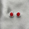 Arete Dormilona 02.399.0037.1 Plata Rodinada, con Zirconia Cubica Blanca y Perla Rojo Naranja, Pulido, Tono Plateado