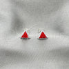 Arete Dormilona 02.399.0035.1 Plata Rodinada, con Zirconia Cubica Blanca y Perla Rojo Naranja, Pulido, Tono Plateado