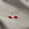Arete Dormilona 02.399.0035.1 Plata Rodinada, con Zirconia Cubica Blanca y Perla Rojo Naranja, Pulido, Tono Plateado