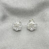 Arete Dormilona 02.407.0012 Plata Rodinada, Diseño de Flor, Pulido, Tono Plateado