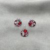 Juego de Arete y Dije de Adulto 10.408.0001.01 Plata Rodinada, con Cristal Granate, Pulido, Tono Plateado