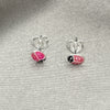 Arete Dormilona 02.406.0001.02 Plata Rodinada, Diseño de Mariquita, Esmaltado Rosado, Tono Plateado