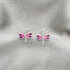 Arete Dormilona 02.406.0002.02 Plata Rodinada, Diseño de Libélula, Esmaltado Rosado, Tono Plateado