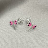Arete Dormilona 02.406.0002.02 Plata Rodinada, Diseño de Libélula, Esmaltado Rosado, Tono Plateado