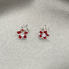 Arete Dormilona 02.406.0005.02 Plata Rodinada, Diseño de Flor, Esmaltado Rojo, Tono Plateado