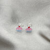 Arete Dormilona 02.406.0009.01 Plata Rodinada, Diseño de Cupcake, Esmaltado Rosado, Tono Plateado