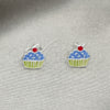 Arete Dormilona 02.406.0009.02 Plata Rodinada, Diseño de Cupcake, Esmaltado Azul claro, Tono Plateado