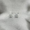 Arete Dormilona 02.406.0015.03 Plata Rodinada, Diseño de Flor, con Cristal Blanca, Pulido, Tono Plateado