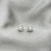 Arete Dormilona 02.406.0019 Plata Rodinada, Diseño de Flor, con Perla Marfil, Pulido, Tono Plateado