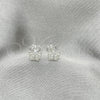 Arete Dormilona 02.406.0025.03 Plata Rodinada, Diseño de Mariposa, Esmaltado Blanco, Tono Plateado