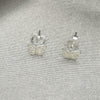 Arete Dormilona 02.406.0025.03 Plata Rodinada, Diseño de Mariposa, Esmaltado Blanco, Tono Plateado