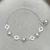 Pulsera de Dije 03.409.0005.07 Plata Rodinada, Diseño de Corazón, Pulido, Tono Plateado (7 Pulgadas de Largo)