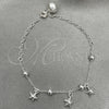 Pulsera de Dije 03.409.0015.07 Plata Rodinada, Diseño de Estrella, Pulido, Tono Plateado (7 Pulgadas de Largo)