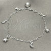 Pulsera de Dije 03.409.0018.07 Plata Rodinada, Diseño de Delfín, Pulido, Tono Plateado (7 Pulgadas de Largo)