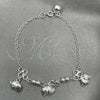 Pulsera de Dije 03.409.0020.07 Plata Rodinada, Diseño de Elefante, Pulido, Tono Plateado (7 Pulgadas de Largo)