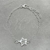 Pulsera Elegante 03.392.0024.07 Plata Rodinada, Diseño de Estrella, Pulido, Tono Plateado (7 Pulgadas de Largo)