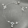 Pulsera de Dije 03.397.0007.07 Plata Rodinada, Diseño de Corazón, Pulido, Tono Plateado (7 Pulgadas de Largo)
