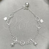 Pulsera de Dije 03.397.0011.07 Plata Rodinada, Diseño de Estrella, Pulido, Tono Plateado (7 Pulgadas de Largo)