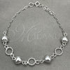 Pulsera Elegante 03.407.0002.07 Plata Rodinada, Diseño de Corazón, Pulido, Tono Plateado (7 Pulgadas de Largo)