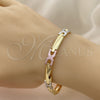 Pulsera Solida 03.102.0051.08 Oro Laminado, Pulido, Tres Tonos (07 MM Thickness, 8 Inches Length)