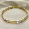 Pulsera Solida 03.102.0051.08 Oro Laminado, Pulido, Tres Tonos (07 MM Thickness, 8 Inches Length)