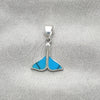 Dije Elegante 05.410.0006.2 Plata Rodinada, Diseño de Pescado, con Opal Bermuda Blue, Pulido, Tono Plateado