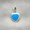 Dije Elegante 05.410.0007.2 Plata Rodinada, Diseño de Corazón, con Opal Bermuda Blue, Pulido, Tono Plateado