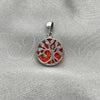 Dije Elegante 05.410.0009.3 Plata Rodinada, Diseño de Ãrbol, con Opal Rojo Naranja, Pulido, Tono Plateado