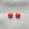Arete Dormilona 02.410.0001.2 Plata Rodinada, Diseño de Bola, con Opal Rojo Naranja, Pulido, Tono Plateado