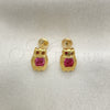 Arete Dormilona 02.02.0515 Oro Laminado, Diseño de Pajaro, con Rose Zirconia Cubica, Pulido, Tono Dorado