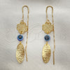 Arete Violador 02.02.0520 Oro Laminado, Diseño de Ojo Griego y Trébol de Cuatro Hojas, Pulido, Tono Dorado