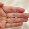 Arete Dormilona 02.02.0528 Oro Laminado, Diseño de Corazón, con Rosado Zirconia Cubica, Pulido, Tono Dorado