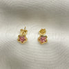 Arete Dormilona 02.02.0533 Oro Laminado, Diseño de Estrella, con Rodolito Claro Zirconia Cubica, Pulido, Tono Dorado