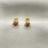 Arete Dormilona 02.02.0533.2 Oro Laminado, Diseño de Estrella, con Siam Zirconia Cubica, Pulido, Tono Dorado