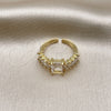 Anillo Multi Piedra 01.341.0107 Oro Laminado, Diseño de Baguette, con Blanca Zirconia Cubica, Pulido, Tono Dorado (One size fits all)