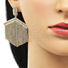 Arete Largo 02.268.0111 Oro Laminado, con Blanca Cristal, Pulido, Tono Dorado