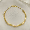 Pulsera Elegante 03.32.0582.07 Oro Laminado, Diseño de Bola, Pulido, Tono Dorado (04 MM Thickness, 7 Inches Length)