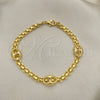 Pulsera Elegante 03.32.0583.07 Oro Laminado, Diseño de Puff Mariner y Bismarco, Pulido, Tono Dorado (06 MM Thickness, 7 Inches Length)