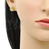 Arete Dormilona 02.412.0004 Oro Laminado, Diseño de Flor, Pulido, Tono Dorado
