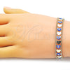 Pulsera Elegante 03.213.0220.07 Oro Laminado, Diseño de Corazón y Ojo Griego, Esmaltado Azul, Tono Dorado (10 MM Thickness, 7 Inches Length)