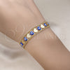 Pulsera Elegante 03.213.0220.07 Oro Laminado, Diseño de Corazón y Ojo Griego, Esmaltado Azul, Tono Dorado (10 MM Thickness, 7 Inches Length)