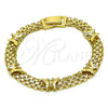 Pulsera Elegante 03.213.0221.07 Oro Laminado, Diseño de Mariposa y Bismarco, Pulido, Tono Dorado (07 MM Thickness, 7 Inches Length)
