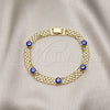 Pulsera Elegante 03.213.0157.1.08 Oro Laminado, Diseño de Ojo Griego y Bismarco, Esmaltado Azul, Tono Dorado (08 MM Thickness, 8 Inches Length)