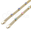 Pulsera Elegante 03.213.0157.1.08 Oro Laminado, Diseño de Ojo Griego y Bismarco, Esmaltado Azul, Tono Dorado (08 MM Thickness, 8 Inches Length)