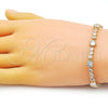Pulsera Elegante 03.283.0308.07 Oro Laminado, con Blanca Zirconia Cubica, Pulido, Tono Dorado (06 MM Thickness, 7 Inches Length)