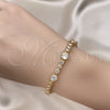 Pulsera Elegante 03.283.0308.07 Oro Laminado, con Blanca Zirconia Cubica, Pulido, Tono Dorado (06 MM Thickness, 7 Inches Length)
