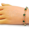 Pulsera Tennis 03.283.0311.07 Oro Laminado, con Verde and Blanca Zirconia Cubica, Pulido, Tono Dorado (08 MM Thickness, 7 Inches Length)